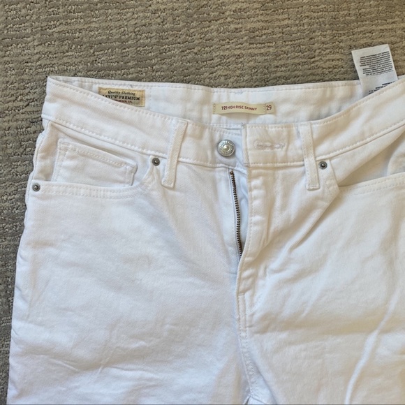 Levi's White 721 High Rise Skinny Jeans | Size 29 - Picture 7 of 8